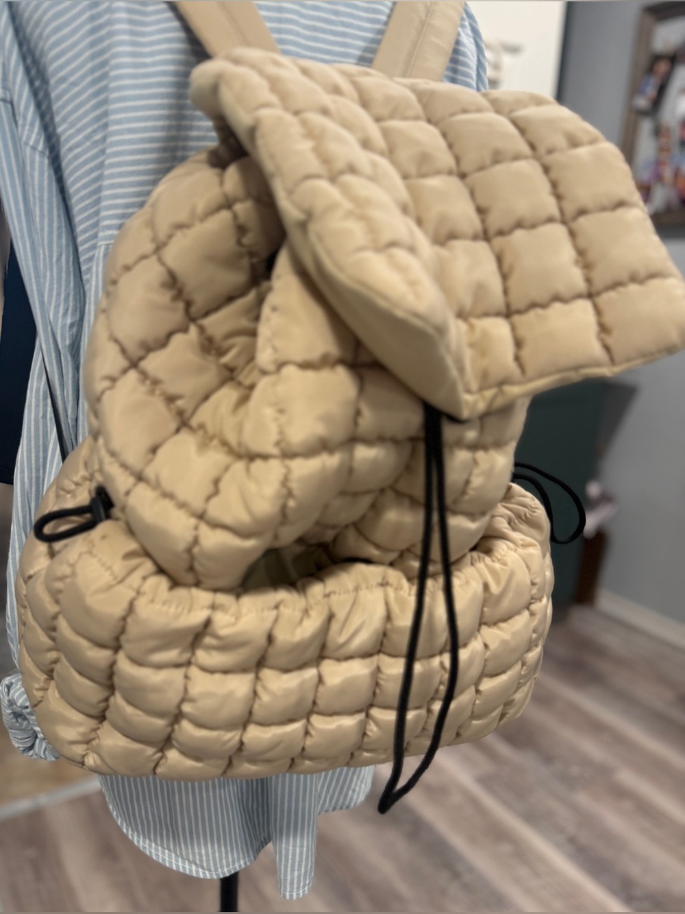 FP Movement Free People Quilted Hiker Backpack Tan One Size - Picture 3 of 13